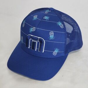 Travis Mathew Pineapple‎ Print Golf Hat Adult Blue Mesh Snapback Trucker Cap